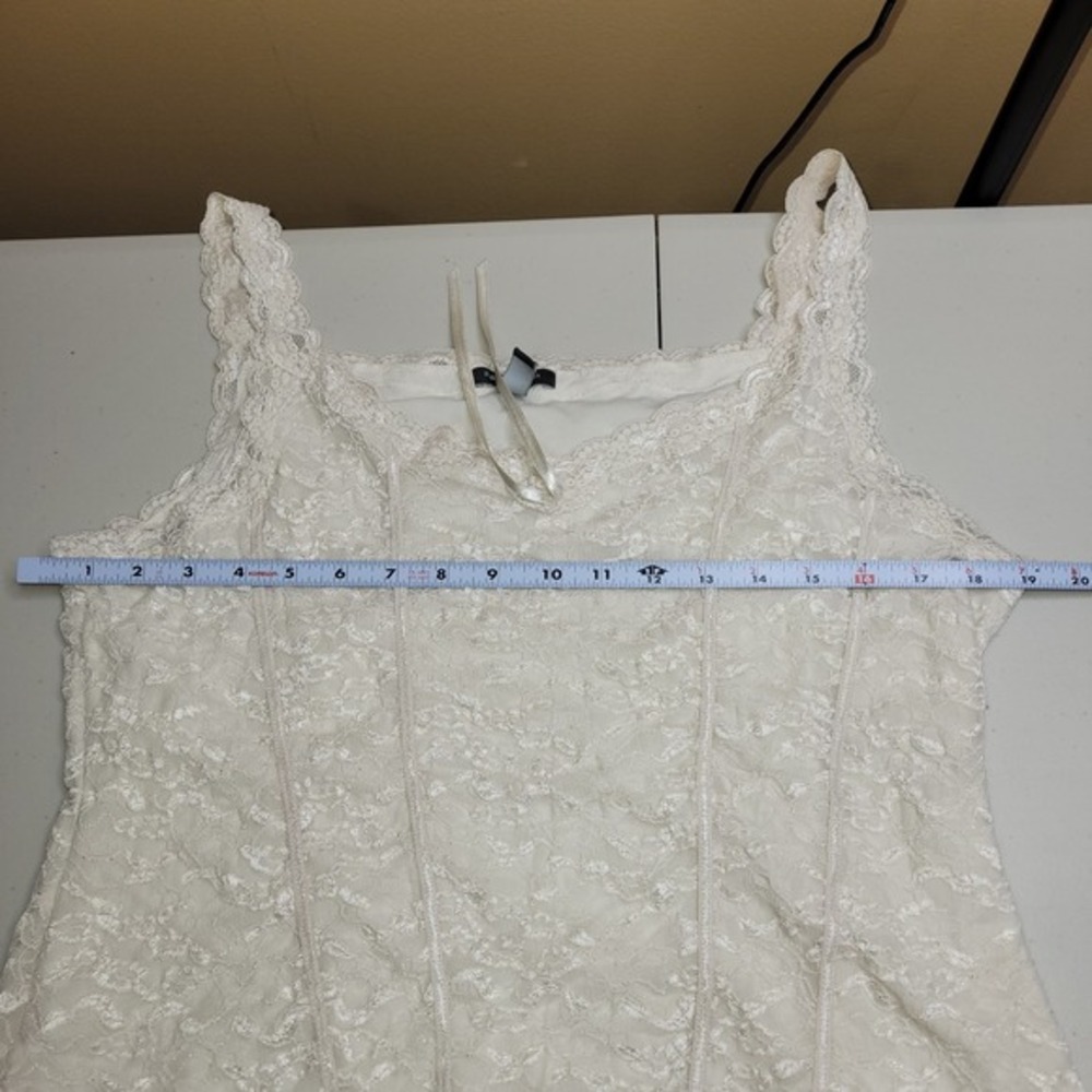 Apt 9 Ivory Lace Trim Cami Tank Top XL‎ Stretch Y2K Romantic Coquette Soft Girl - Picture 9 of 12